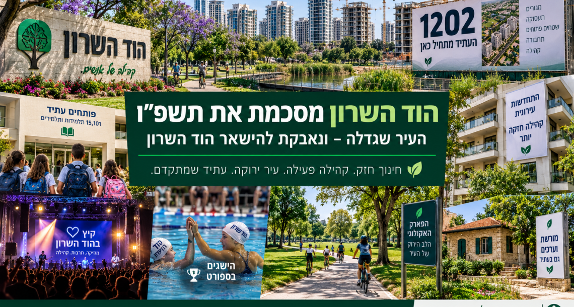הוד השרון מסכמת את תשפ״ו: העיר שגדלה – ונאבקת להישאר הוד השרון